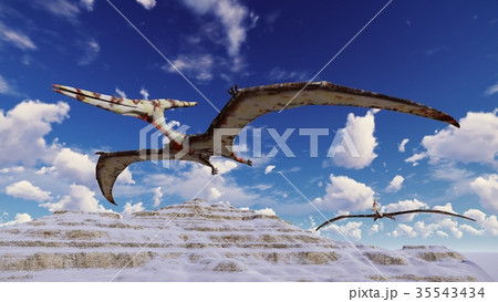 Flying pterodactyl against the beautiful 35543434