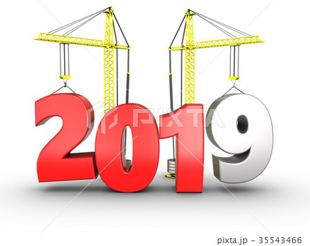 3d 2019 year with crane 3d 2019 year with crane 35543466