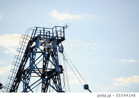 metal tower of gas and oil extraction against  sky 35544148