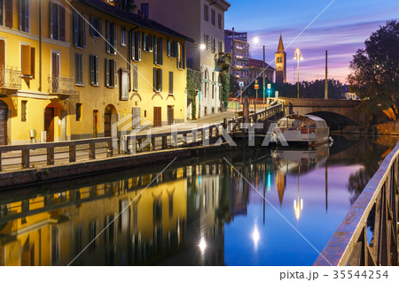 Naviglio Grande canal in Milan, Lombardia, Italy Naviglio Grande canal in Milan, Lombardia, Italy 35544254