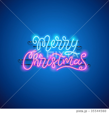 Merry Christmas Blue Pink Neon Sign 35544560