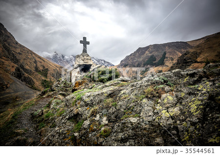 Beautiful view on impressive gorge in Caucasus Beautiful view on impressive gorge in Caucasus 35544561