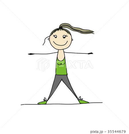 Girl doing sport exercises, sketch for your design 35544679