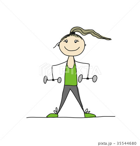 Girl doing sport exercises, sketch for your design Girl doing sport exercises, sketch for your design 35544680