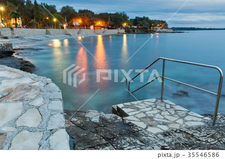 sumer resort with Adriatic sea beach at evening sumer resort with Adriatic sea beach at evening 35546586