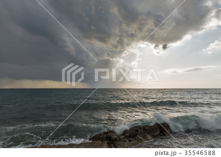 Stormy dramatic seascape in Istria, Croatia. 35546588