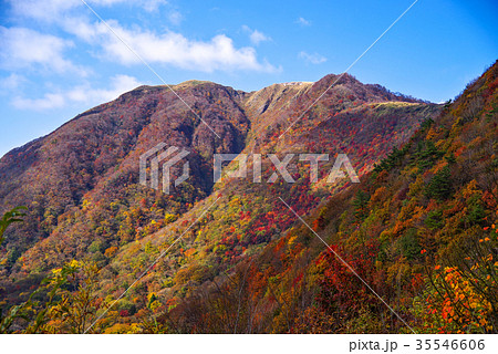 三瓶山 大平山展望台から見た景色 17年 秋 紅葉の写真素材