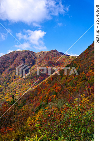三瓶山 大平山展望台から見た景色 17年 秋 紅葉の写真素材