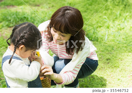公園で遊ぶ親子 35546752