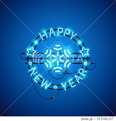 Happy New Year Blue Neon Sign 35548137