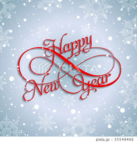 Winter card Happy New Year, banner blue red color 35549408