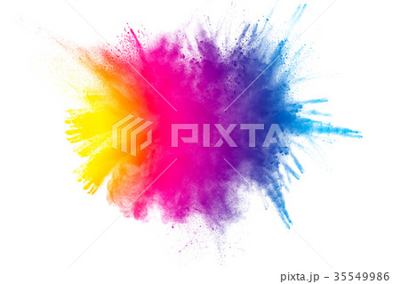 Explosion of color powder on white background. 35549986