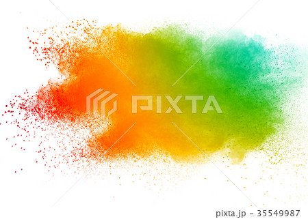 Explosion of color powder on white background. 35549987