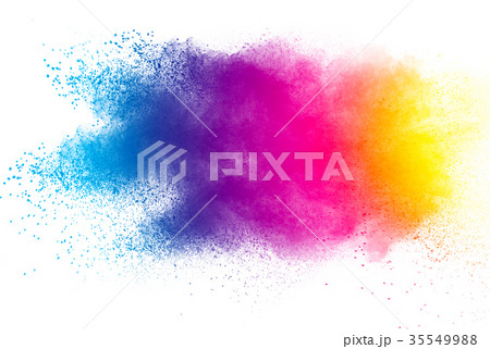 Explosion of color powder on white background. 35549988
