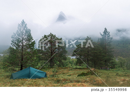 Mountain peak in fog in Innerdalen 35549998