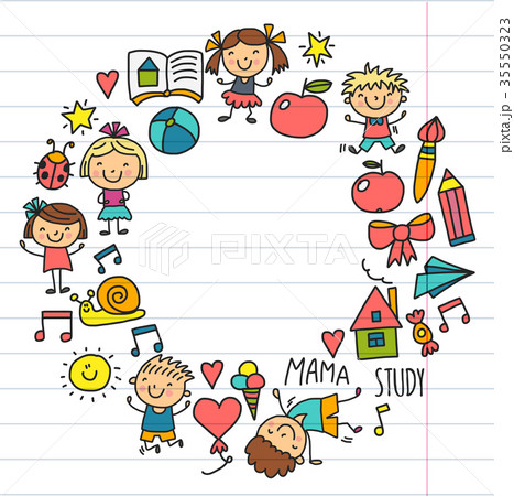 Kids drawing Kindergarten School Happy children 35550323