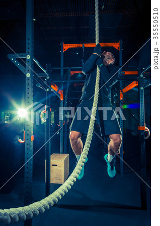 Crossfit athlete with a rope Crossfit athlete with a rope 35550510