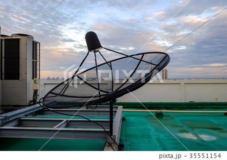Satellite dish receiver stand on the rooftop Satellite dish receiver stand on the rooftop 35551154