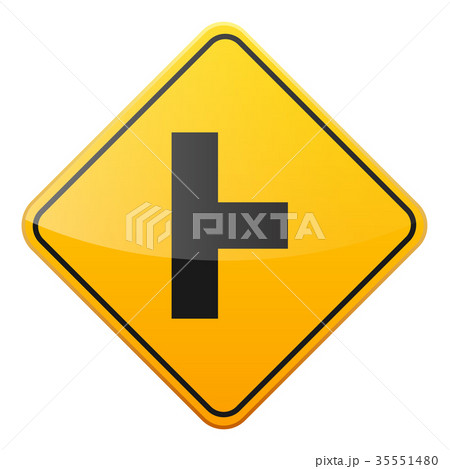 Road yellow sign on white background. Road traffic 35551480