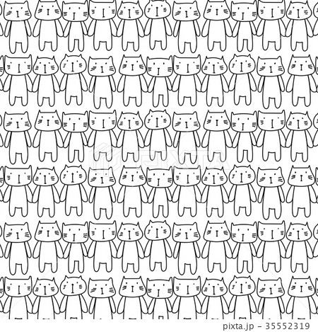 Hand drawn cats vector pattern. Doodle art. 35552319