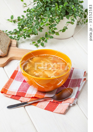 Traditional polish tripe soup with vegetables. Traditional polish tripe soup with vegetables. 35552583