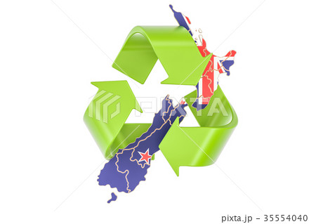 Recycling in New Zealand concept, 3D rendering Recycling in New Zealand concept, 3D rendering 35554040
