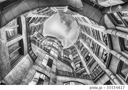 Atrium of Casa Mila, La Pedrera, Barcelona, Spain Atrium of Casa Mila, La Pedrera, Barcelona, Spain 35554817