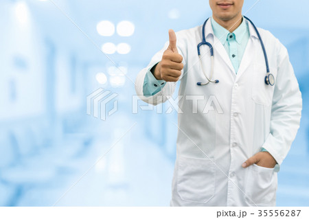 Doctor Showing Thumbs Up Hand Gesture Doctor Showing Thumbs Up Hand Gesture 35556287