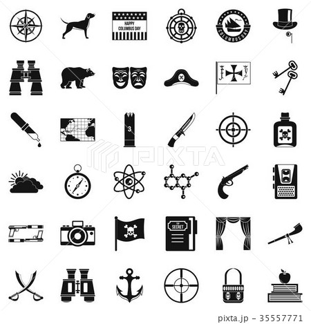 Adventure icons set, simple style Adventure icons set, simple style 35557771