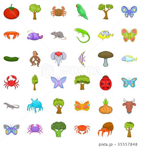 Nature world icons set, cartoon style 35557848