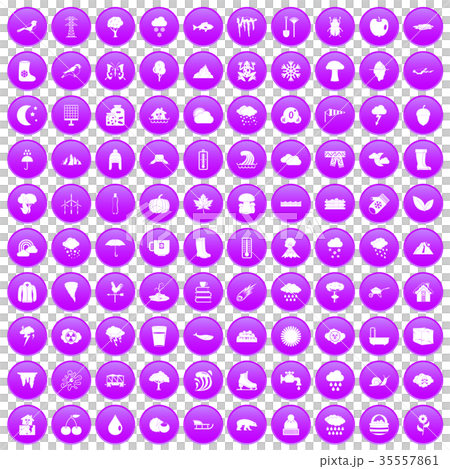 100 clouds icons set purple 35557861