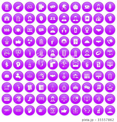 100 coherence icons set purple 35557862