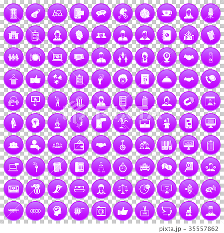 100 coherence icons set purple 35557862