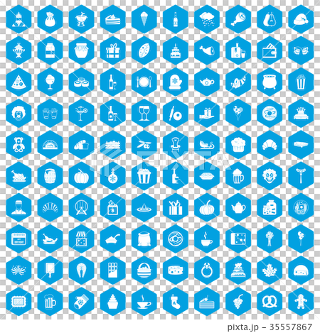 100 bounty icons set blue 35557867