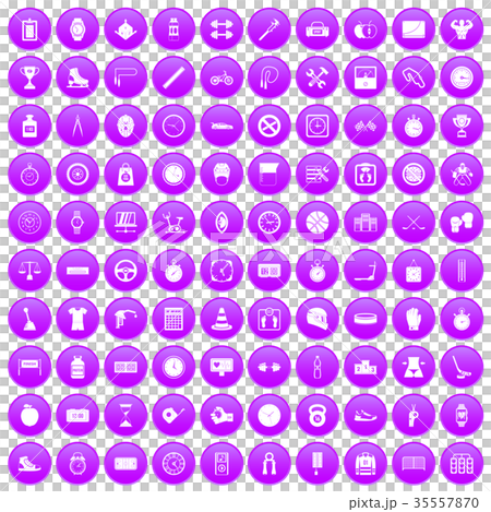 100 stopwatch icons set purple 35557870