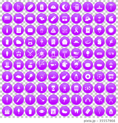 100 street food icons set purple 100 street food icons set purple 35557908