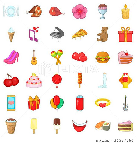 Holiday icons set, cartoon style Holiday icons set, cartoon style 35557960