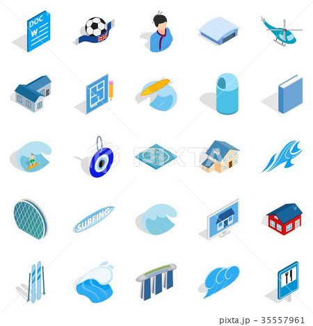 Singapore icons set, isometric style 35557961