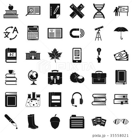 Education icons set, simple style Education icons set, simple style 35558021