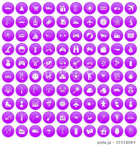100 toys for kids icons set purple 100 toys for kids icons set purple 35558064