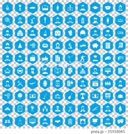 100 career icons set blue 35558065