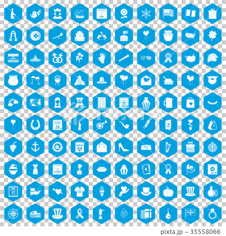 100 calendar icons set blue 35558066