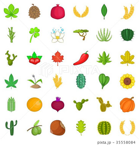 Plant icons set, cartoon style 35558084
