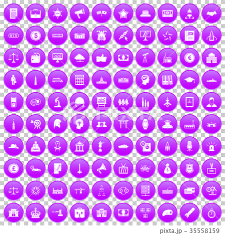 100 government icons set purple 35558159