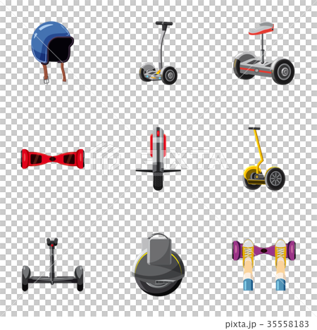 Hoverboard icons set, cartoon style Hoverboard icons set, cartoon style 35558183