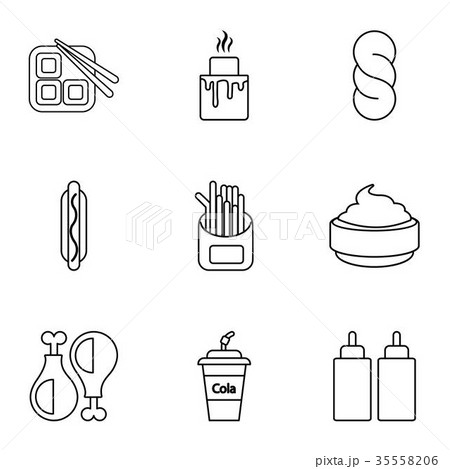 Snacks icons set, outline style 35558206