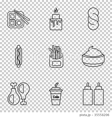 Snacks icons set, outline style 35558206
