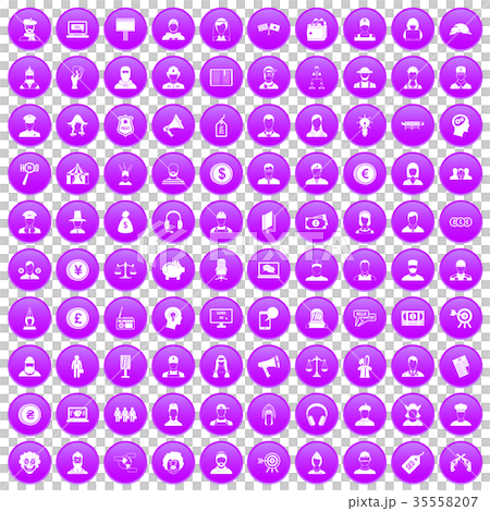 100 headhunter icons set purple 35558207