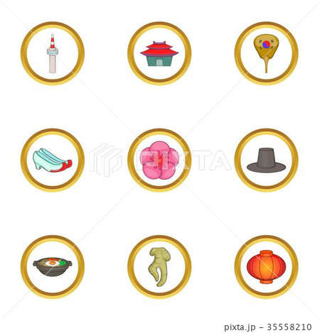 Korea icons set, cartoon style 35558210