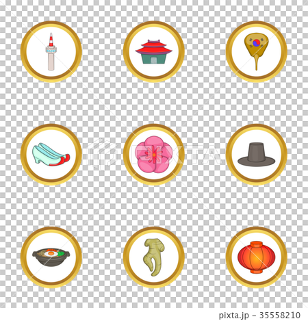 Korea icons set, cartoon style 35558210